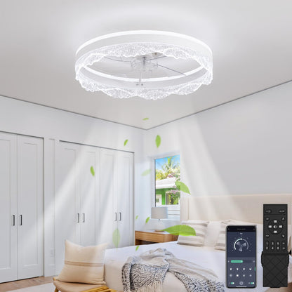 50cm Ceiling Fan with LED Light 30W Remote 6-Speed Reversible – White