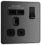 BG Evolve Black Chrome Single, switched, single pole, with 2 x USB A - PCDBC21U2B-01
