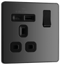 BG Evolve Black Chrome Single, switched, single pole, with 1 x USB A + 1 x USB C - PCDBC21UAC18B-01