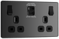 BG Evolve Black Chrome Double, switched, single pole, with 30W fast charge USB A + USB C - PCDBC22UAC30B-01