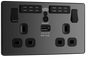 BG Evolve Black Chrome Double, switched, single pole, WiFi Extender + USB A - PCDBC22UWRB-01