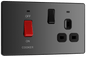 BG Evolve Black Chrome 45A double pole, with switched socket and indicators - PCDBC70B-01