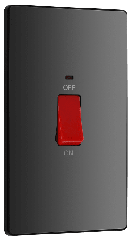 BG Evolve Black Chrome 45A, double pole, large plate, with indicator - PCDBC72B-01