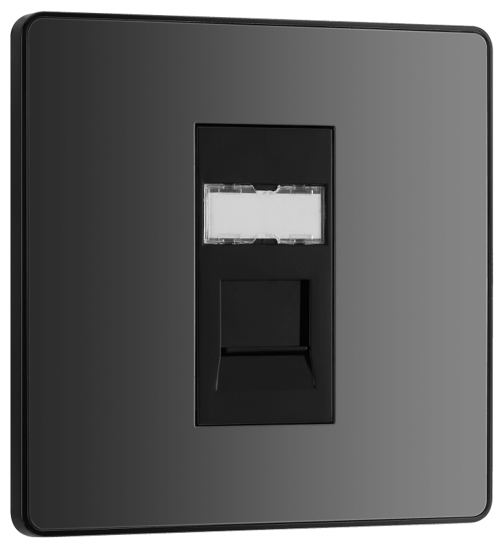 BG Evolve Black Chrome Single, RJ45 telephone socket - PCDBCRJ451B-01