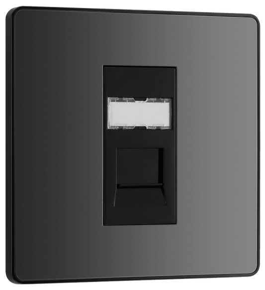 BG Evolve Black Chrome Single, RJ45 telephone socket - PCDBCRJ451B-01