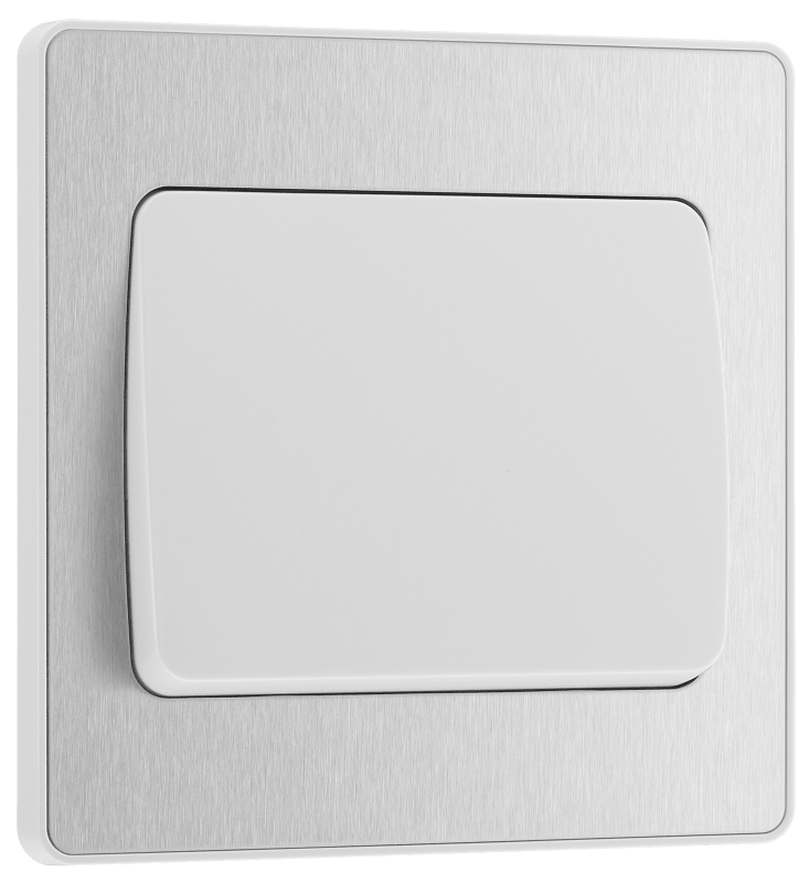 BG Evolve Brushed Steel Single, 2 way switch, wide rocker - PCDBS12WW-01
