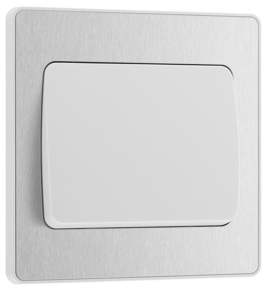 BG Evolve Brushed Steel Single, 2 way switch, wide rocker - PCDBS12WW-01