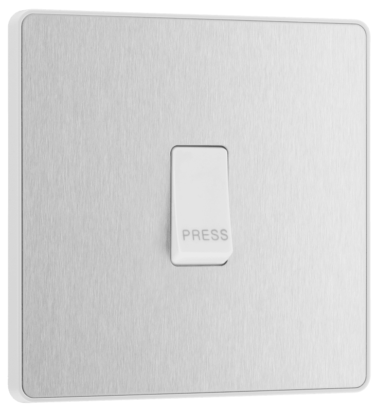 BG Evolve Brushed Steel Single, bell push switch - PCDBS14W-01