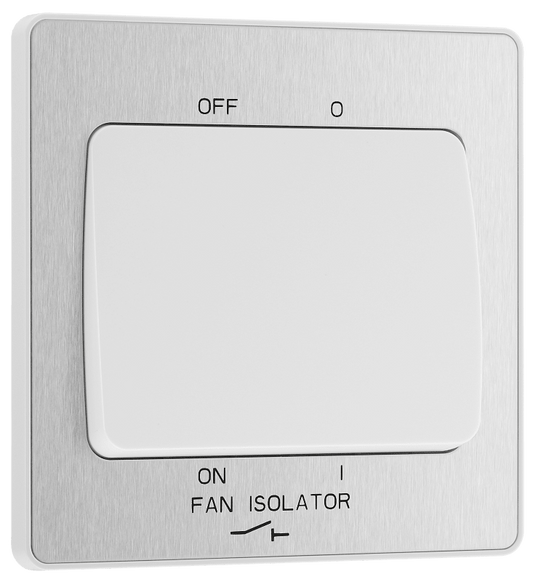 BG Evolve Brushed Steel 3 pole fan isolator, fused - PCDBS15W-01