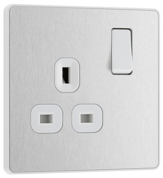 BG Evolve Brushed Steel Single, switched, single pole - PCDBS21W-01