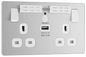 BG Evolve Brushed Steel Double, switched, single pole, WiFi Extender + USB A - PCDBS22UWRW-01