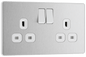 BG Evolve Brushed Steel Double, switched, single pole - PCDBS22W-01