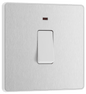 BG Evolve Brushed Steel 20A, double pole, with indicator - PCDBS31W-01