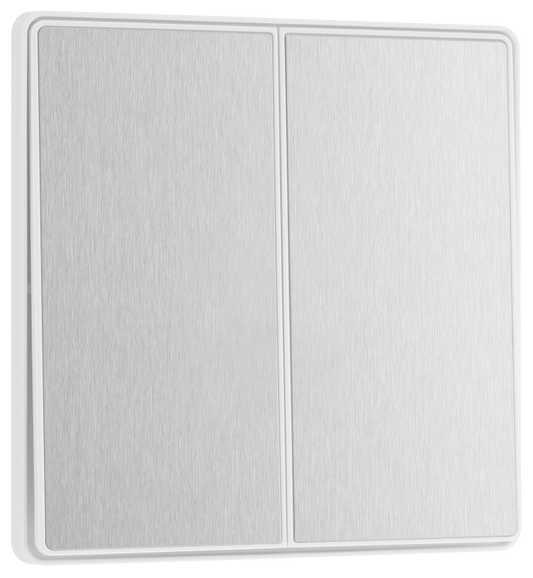 BG Evolve Brushed Steel Double, 2 way switch, edge rocker - PCDBS42EW-01