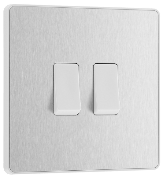 BG Evolve Brushed Steel Double, 2 way switch - PCDBS42W-01