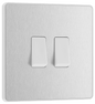 BG Evolve Brushed Steel Double, 2 way switch - PCDBS42W-01
