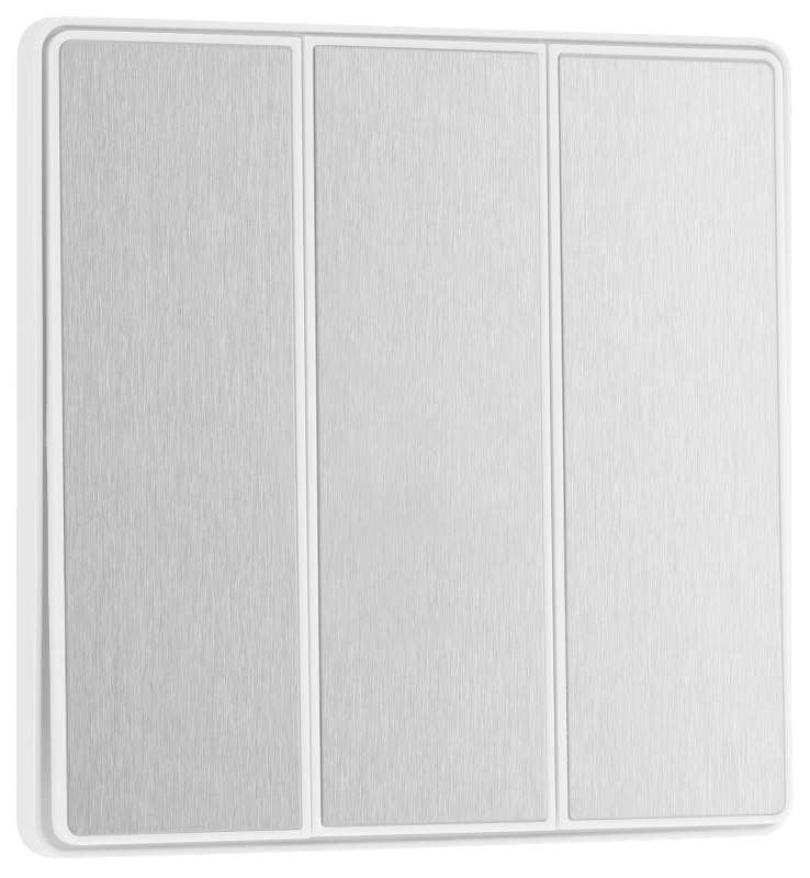 BG Evolve Brushed Steel Triple, 2 way switch, edge rocker - PCDBS43EW-01