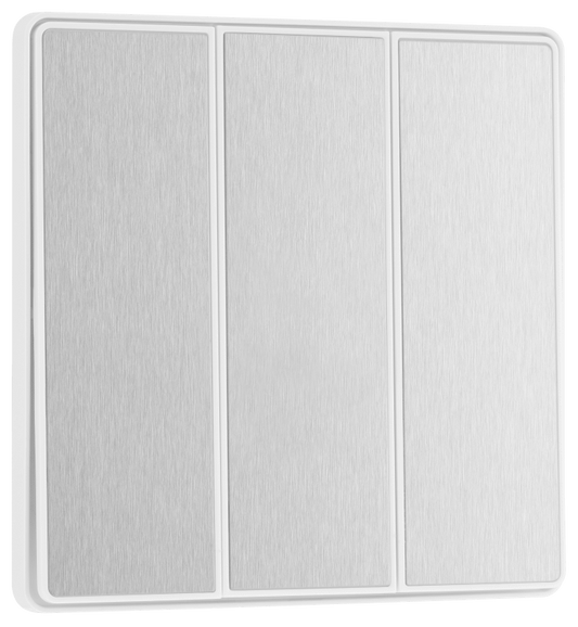 BG Evolve Brushed Steel Triple, 2 way switch, edge rocker - PCDBS43EW-01