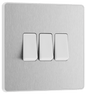 BG Evolve Brushed Steel Triple, 2 way switch - PCDBS43W-01