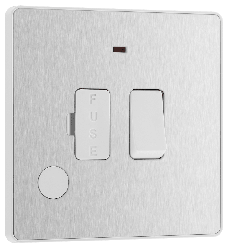 BG Evolve Brushed Steel Switched and fused with indicator - PCDBS52W-01