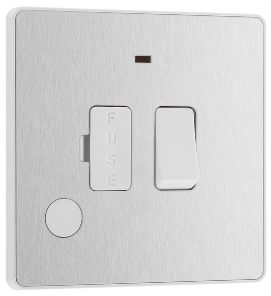 BG Evolve Brushed Steel Switched and fused with indicator - PCDBS52W-01