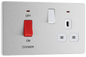 BG Evolve Brushed Steel 45A double pole with switched socket and indicators - PCDBS70W-01