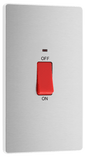 BG Evolve Brushed Steel 45A, double pole, large plate, with indicator - PCDBS72W-01
