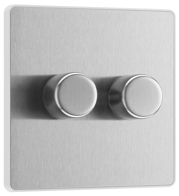 BG Evolve Brushed Steel Double, 2 way push 200W - PCDBS82W-01