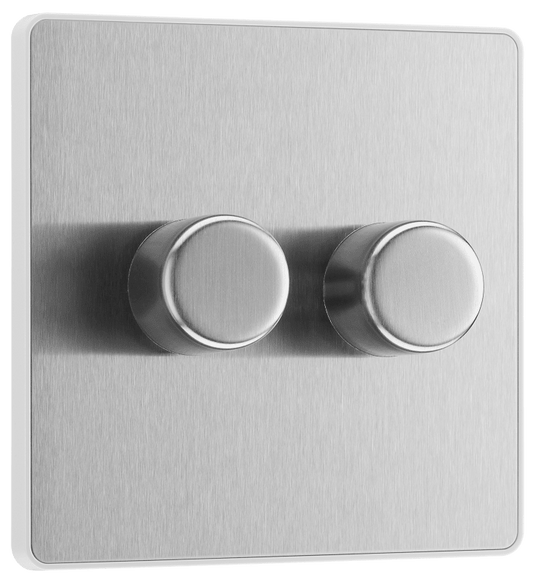 BG Evolve Brushed Steel Double, 2 way push 200W - PCDBS82W-01
