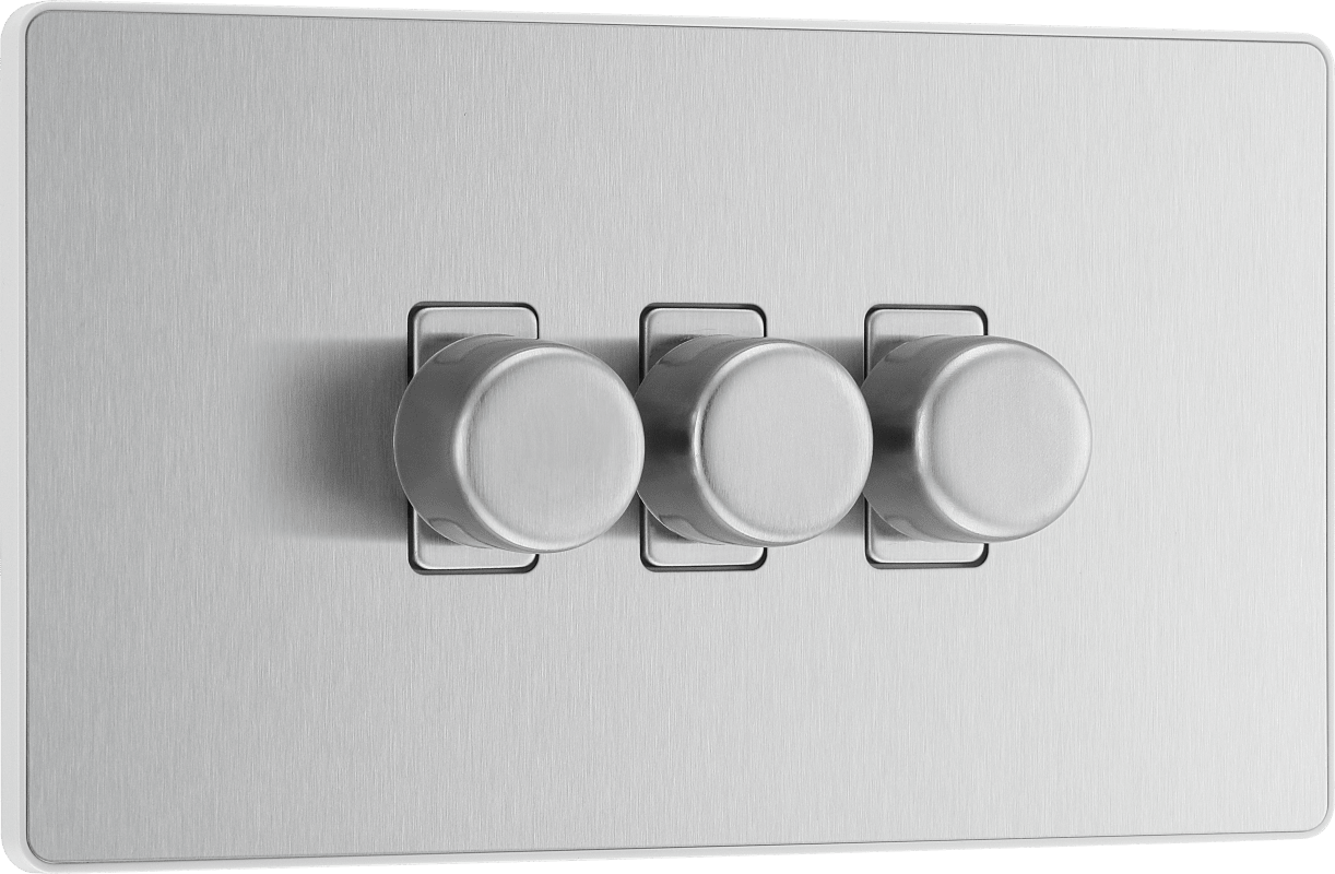 BG Evolve Brushed Steel Triple, 2 way push 200W - PCDBS83W-01