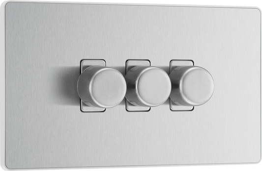 BG Evolve Brushed Steel Triple, 2 way push 200W - PCDBS83W-01