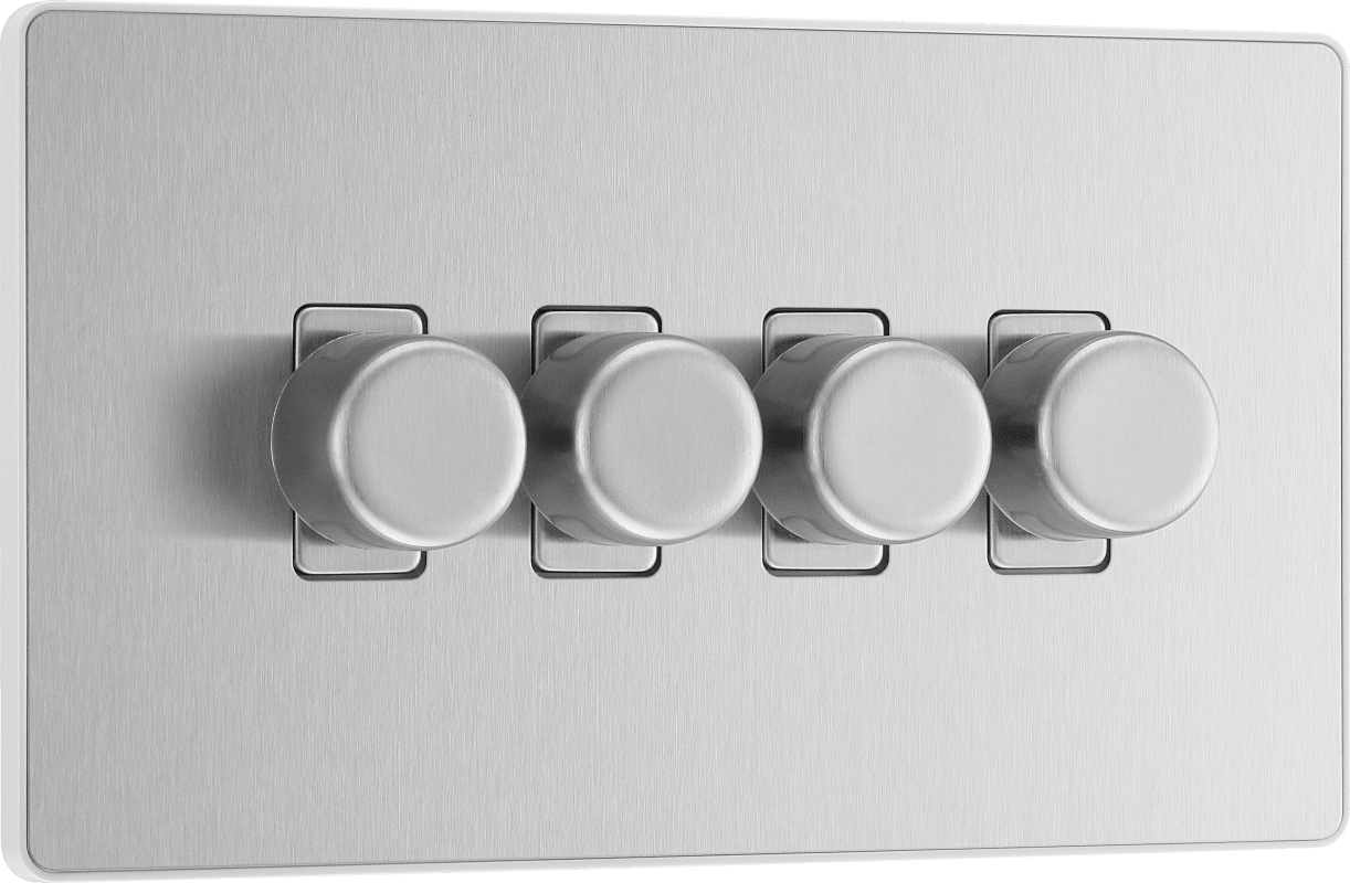 BG Evolve Brushed Steel Quadruple, 2 way push 200W - PCDBS84W-01