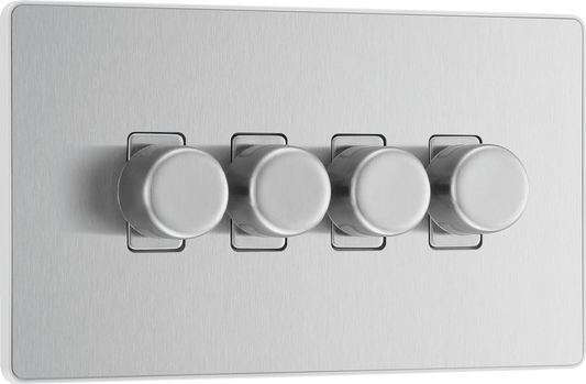 BG Evolve Brushed Steel Quadruple, 2 way push 200W - PCDBS84W-01