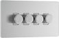 BG Evolve Brushed Steel Quadruple, 2 way push 200W - PCDBS84W-01