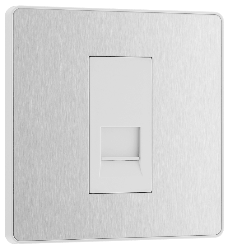BG Evolve Brushed Steel Single, telephone socket, master - PCDBSBTM1W-01