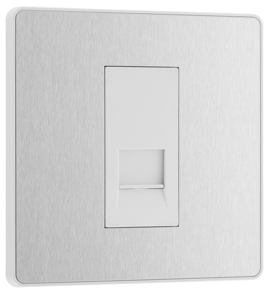BG Evolve Brushed Steel Single, telephone socket, master - PCDBSBTM1W-01