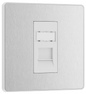 BG Evolve Brushed Steel Single, RJ45 telephone socket - PCDBSRJ451W-01