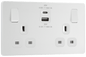 BG Evolve Pearlescent White Double switched single pole, with USB A + C (45W) - PCDCL22UAC45W-01