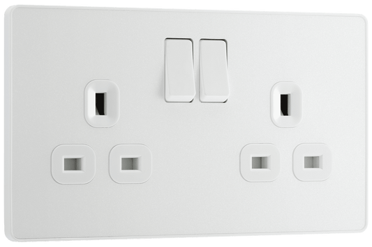 BG Evolve Pearlescent White Double, switched, single pole - PCDCL22W-01