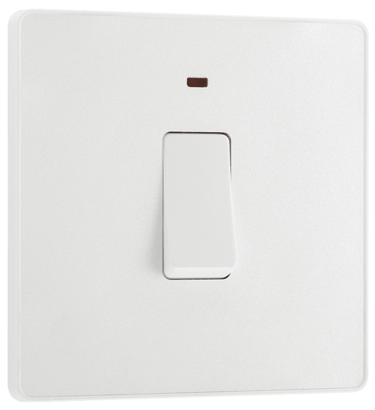 BG Evolve Pearlescent White 20A, double pole, with indicator - PCDCL31W-01