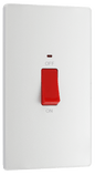 BG Evolve Pearlescent White 45A, double pole, large plate, with indicator - PCDCL72W-01