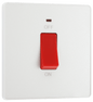 BG Evolve Pearlescent White 45A, double pole, single plate, with indicator - PCDCL74W-01