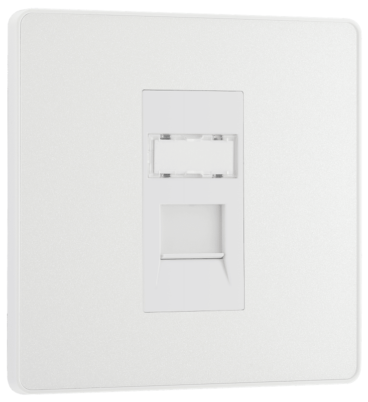 BG Evolve Pearlescent White Single, RJ45 telephone socket - PCDCLRJ451W-01