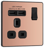 BG Evolve Polished Copper Single, switched, single pole, with 2 x USB A - PCDCP21U2B-01