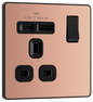BG Evolve Polished Copper Single, switched, single pole, with 1 x USB A + 1 x USB C - PCDCP21UAC18B-01
