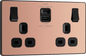 BG Evolve Polished Copper Double switched single pole, with USB A + C (22W) - PCDCP22UAC22B-01