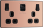BG Evolve Polished Copper Double switched single pole, with USB A + C (45W) - PCDCP22UAC45B-01