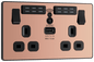 BG Evolve Polished Copper Double, switched, single pole, WiFi Extender + USB A - PCDCP22UWRB-01