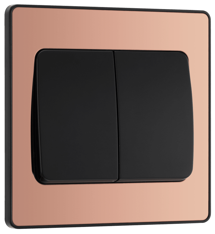 BG Evolve Polished Copper Double, 2 way switch, wide rocker - PCDCP42WB-01