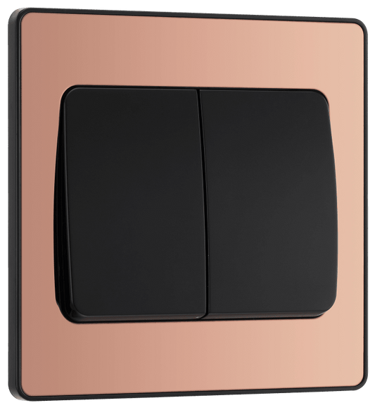 BG Evolve Polished Copper Double, 2 way switch, wide rocker - PCDCP42WB-01